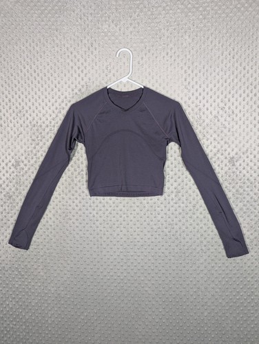 Lululemon Swiftly Tech kurzes Langarmshirt Damengröße 6 lila Oberteil *