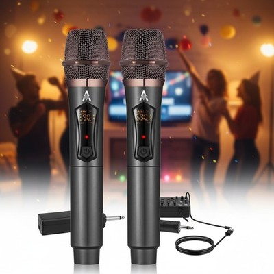 Wireless Microphones, Metal Dynamic Microphone System with Rechargeable Recei...