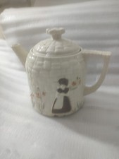 1950s Porcelier Cobbestone Teapot & Lid Vitreous Hand Dec China Made In USA 8β