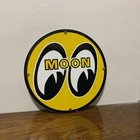 VINTAGE MOONEYES PORCELAIN SIGN OLD MOON EQUIPMENT RACING PARTS CAR TRUCK AUTO