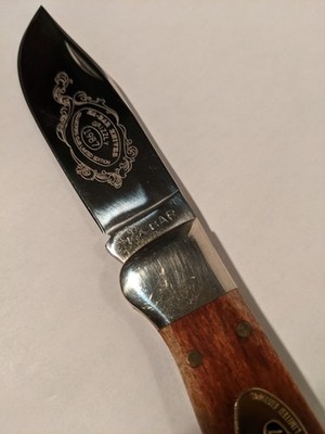 1987 KABAR SMOOTH BONE/CUTLERY CLUB ''GRIZZLY'' LARGE CLASP KNIFE W/SHEATH- MINTY
