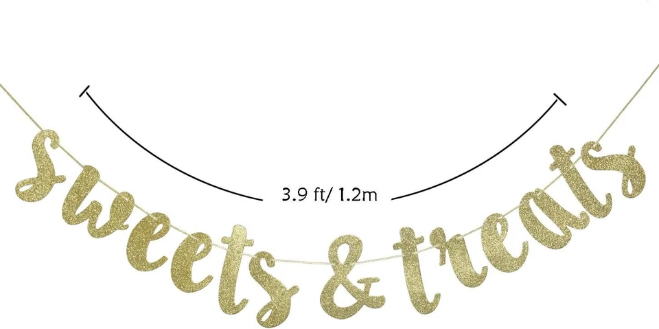 Sweets & Treats Gold Glitter Bunting Banner, Engagement,Bridal Shower,  - Image 2 of 4