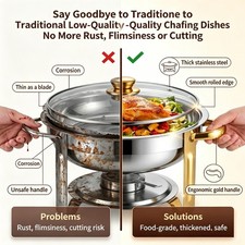 UPERFECOOK Chafing Dishes for Buffet 2/4 Pack, 6QT 408 Stainless Steel
