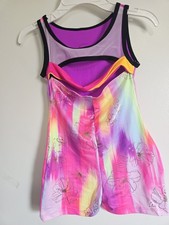 Justice Girls Sleeveless Multi-Color Floral Dance Unitard Activewear Costume