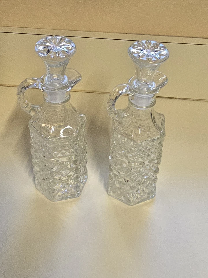 Juego de 2 cruetas de aceite y vinagre de cristal Anchor Hocking Wexford de colección Foto 3 de 4