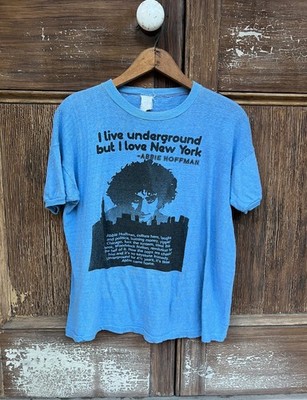 Vintage Abbie Hoffman Tee T-shirt - New York 1970s Original Tee - 22x23 M