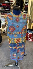 VALENTINO RUNWAY BLUE AZTEC TRIBAL BEAD EMBELLISHED SLEEVELESS COCKTAIL DRESS 4