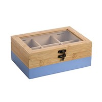 Kesper Teebox Mit 6 FäChern Bambus FSC 21,5X15X8,5 Cm Mit Sichtfenster