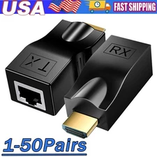 4K 1080P HDMI Extender to RJ45 Over Cat 5e/6 Network LAN Ethernet Adapter Lot