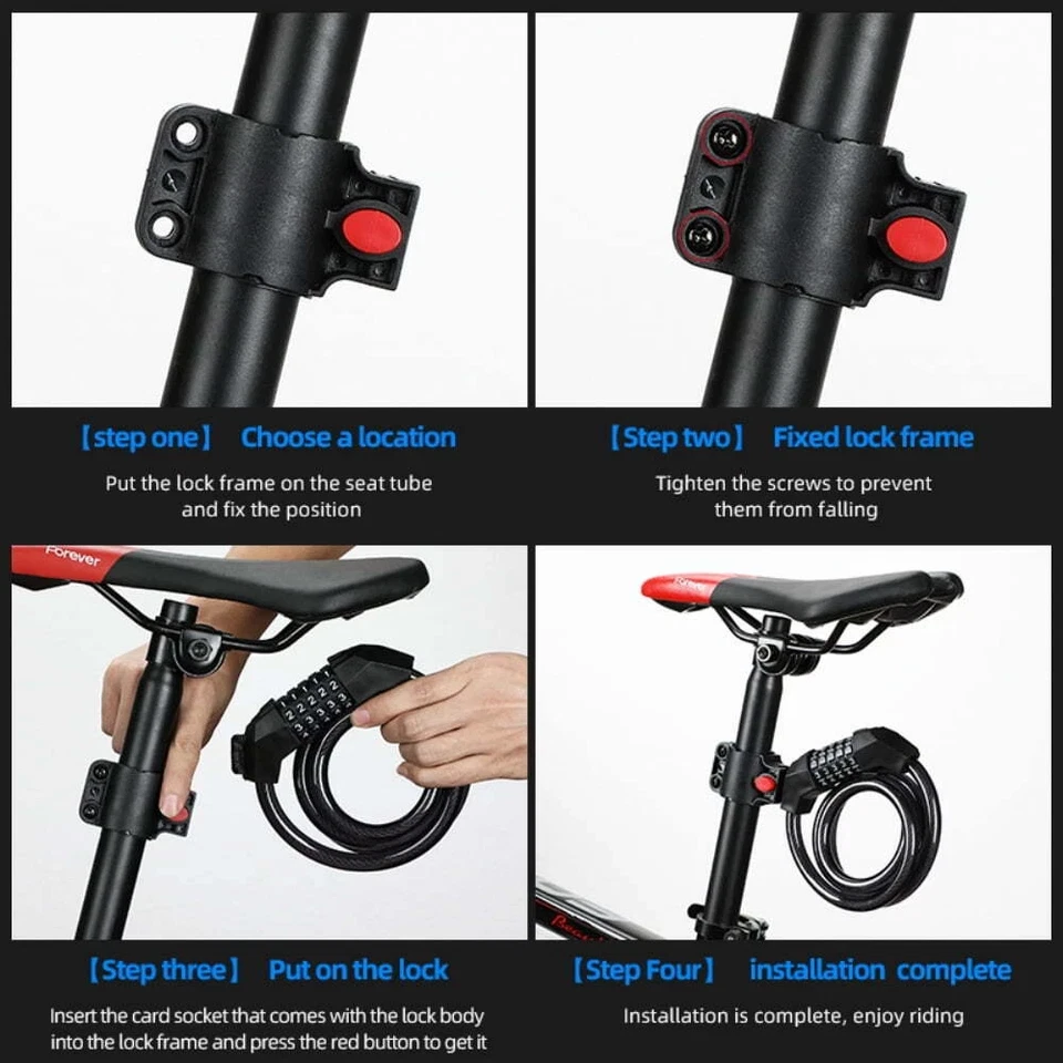5-Digit Heavy Duty Combination Password Bike Lock Cable Bicycle Anti Theft Lock - Image 4 of 4