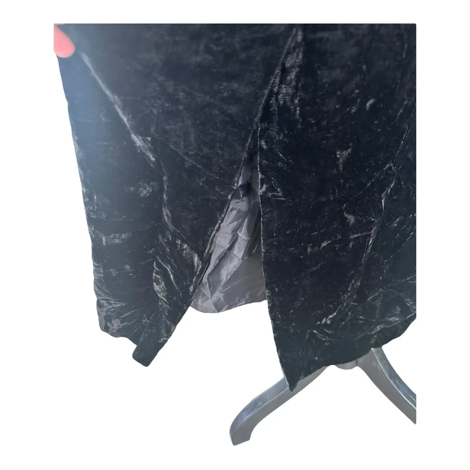 Vestido Midi Vintage Liz Claiborne Terciopelo Aplastado Negro Años 90 Talla M/L Hecho en EE. UU. Foto 4 de 4