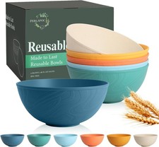 Unbreakable Large Cereal Bowls 40 OZ, Wheat Straw Bowls Set of 6, Alternative