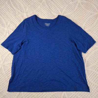 Chicos 4 Womens XXL Royal Blue Short Sleeve T-Shirt Top Cotton Modal Blend