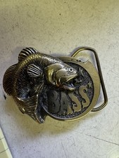 Vintage 1981 The Great American Buckle Company BASS Brass Belt Buckle
