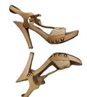 Manolo Blahnik Wooden Platform Sandals Leather Size 7/37 Handmade In Italy — photo 7