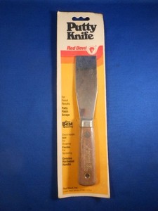Rare Vtg NOS Red Devil USA made 4101 1 1/4" Stiff Putty Patch Scrape Knife Wood