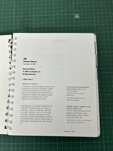 Emu Sampler EOS Software Handbuch V2.50 selten - Bild 2 von 3