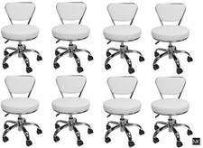 Set of 8 Dayton WHITE Pedicure Stool Pneumatic with Adjustable Height