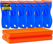 Plastic Razor Blade Scraper Tool, 6 Pcs Razor Scraper with 60 Pcs Plastic Blades