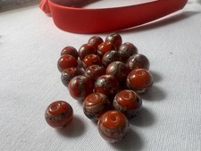 NOS 20 Pieces Glass Gold Foil Lampwork Beads Red 10mm