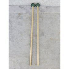 Mike Balter 5B Green Rubber Head Percussion Mallets Pair Wood Birch Handles 15"