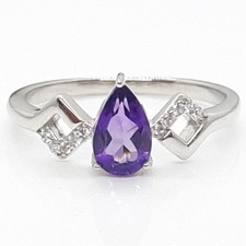 World Class .95ctw Amethyst & White Sapphire 925 Sterling Silver Ring Size 8
