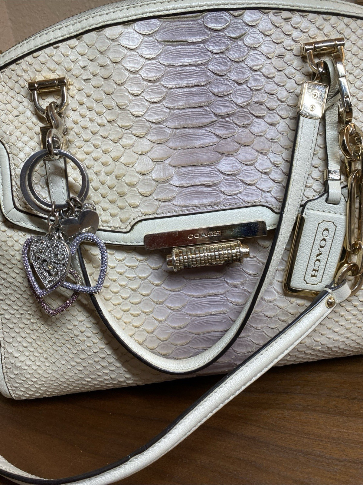 Coach Madison Textured Embossed Python Satchel Ba… - image 2