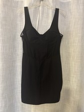 Zara Bodycon Dress Black Faux Corset Sleeveless Size L