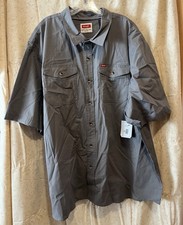 New men  s Wrangler Five Star Heritage shirt gray 3XL relaxed fit short sleeve