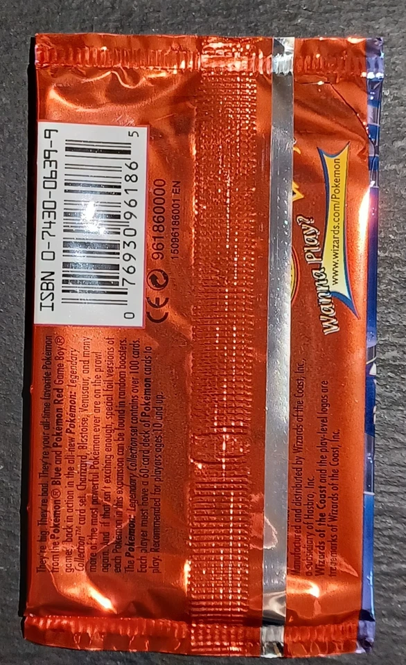 Pokemon Legendary Collection VACÍO Booster Pack Envoltura De Colección REAL BONITO A-104 Foto 2 de 4