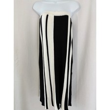 Lucy Paris Black White Striped Ribbed Knit Strapless Midi Tube Dress NWT Large