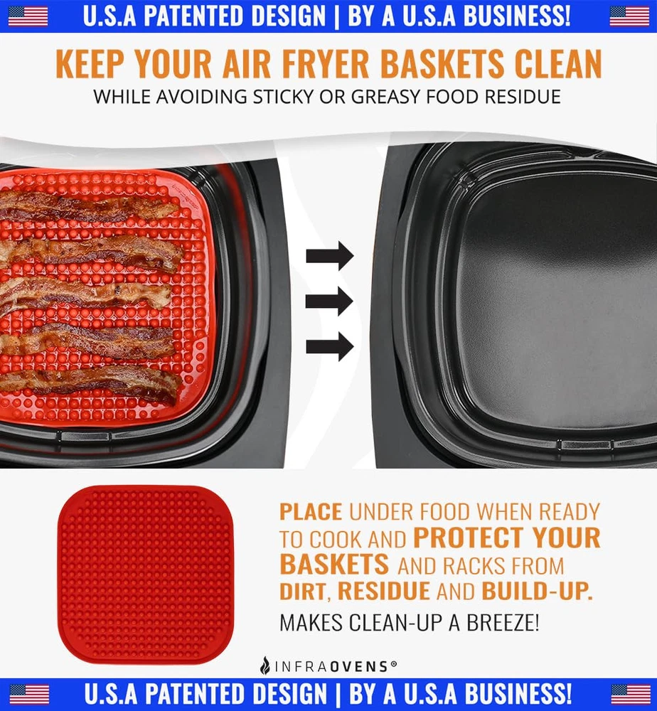 Air Fryer Liners Set of 3 with Silicone Mat, Heat Resistant Mats for Air Frye...