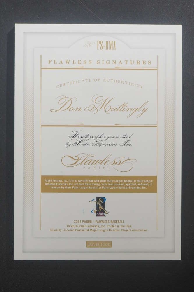 2016 Panini Flawless Don Mattingly Auto Autograph /15 New York Yankees DZ3043 view 2
