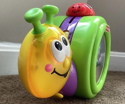 Fisher-Price Go Baby Go! 1-2-3 Musical Rocking Crawl-Along Snail Mirror Cute!