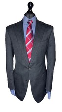 BESPOKE GIEVES & HAWKES SAVILE ROW LUXURY SUIT FINE STRIPED CHARCOAL GREY 40x36
