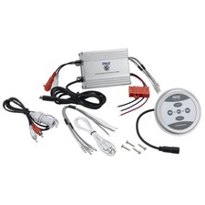 Pyle PLMRMBT5S Marine Grade 600 Watt Amp Bluetooth 2-Channel Amplifier Silver 