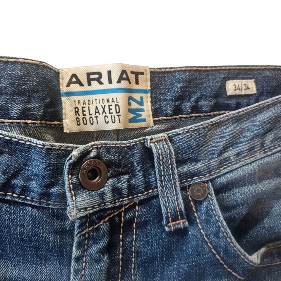 Ariat Men's Lorenzo Relaxed Boot Cut Jeans M2 Size W34 L34 Blue Denim Samwell - image 4 of 4