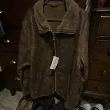 Max Griffo Men's Brown Leather Jacket Shearling Lined Zip Pockets IT 56