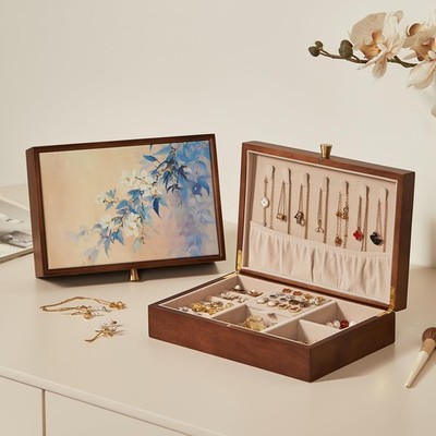 Wooden Jewelry Box for Women Jewelry Organizer for Watches Rings Earrings Nec...