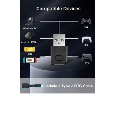 Wireless Controller Adapter for PS4 PS5 Switch Windows PC Android TV Box Steam