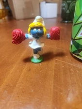 20149 Cheerleader Smurf 2” Figurine Vintage Figure 1981 Hong Kong