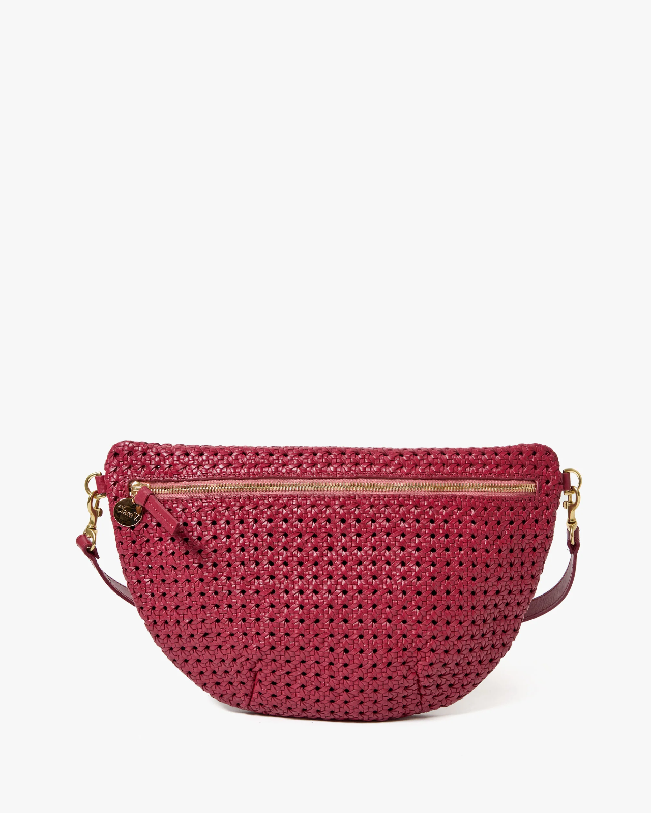 Clare V. Grande Fanny Handbag in Plummy Rattan, New with Tags