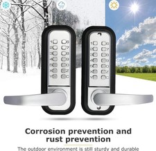 Mechanical Keyless Lock Set, Waterproof Keypad Lever, Metal, Silver/Black, 2 Pa