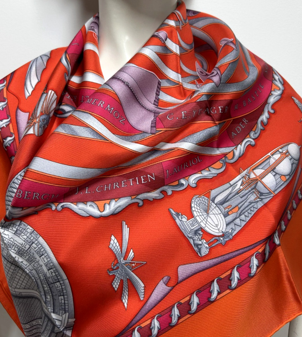 Hermes Scarf NEW Special Carre 'BREITLING x REVES D'ESPACE' RARE France Foulard thumbnail 2