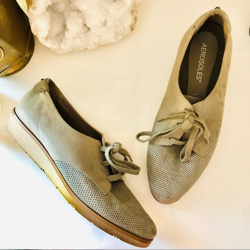 AEROSOLES Gris Cuero Corbata SideCar Tenis Oxfords Planos Zapatos para Mujer 7.5 Foto 4 de 4