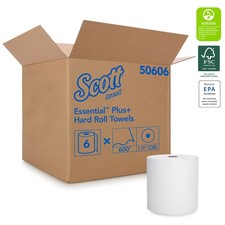 KIMBERLY CLARK 50606 Scott Hard Roll Towel White 1 ply 8"x600' 6/cs