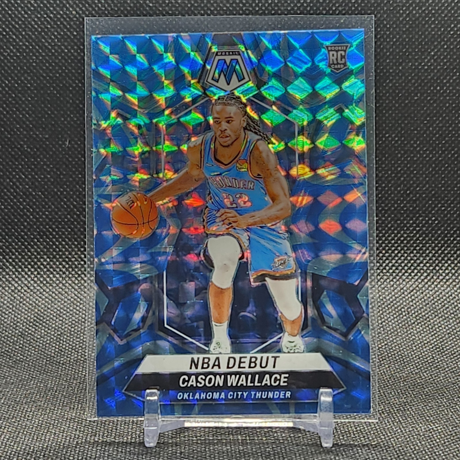 2023-24 Panini Mosaic Cason Wallace NBA Debut #258 Reactive Blue Mosaic Prizm RC
