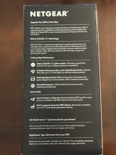 Routeur modem câble NETGEAR Nighthawk CAX80 AX6000 8 flux Wi-Fi 6 COX Xfinity - Photo 3/12
