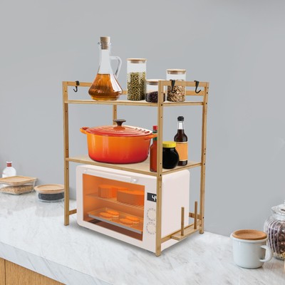 2-Tiers Modern Kitchen Rack Microwave Oven Stand Storage Shelf Organizer Rack