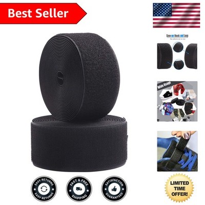 Essential 3'' Sew-On Hook and Loop Fabric Tape - Black, Ideal for DIY Projects